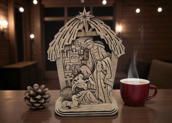 Vyrezávaná drevená Svätá rodina