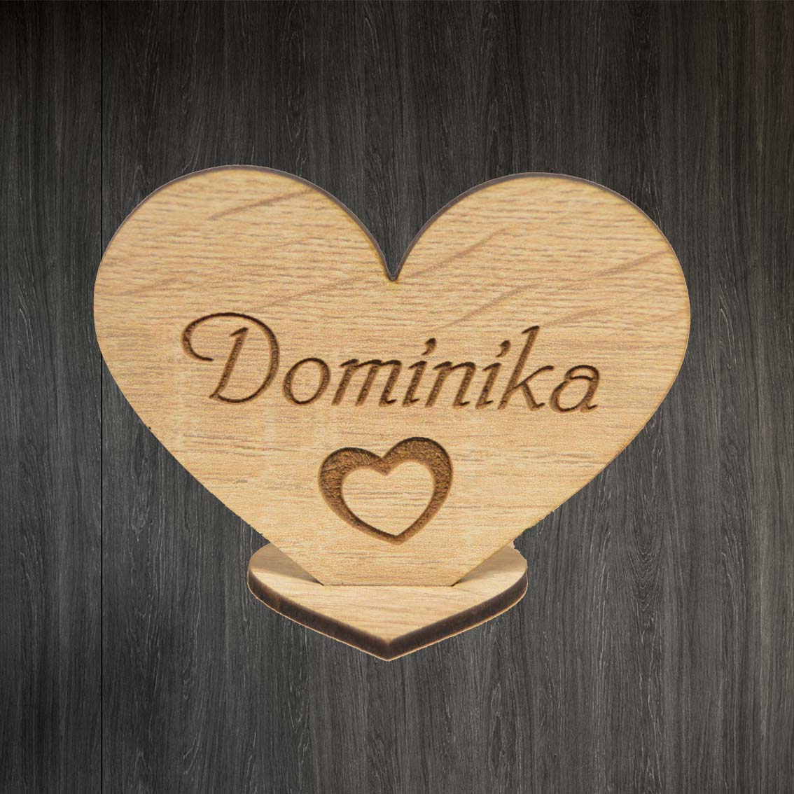 Svadobná menovka - Srdce stojace