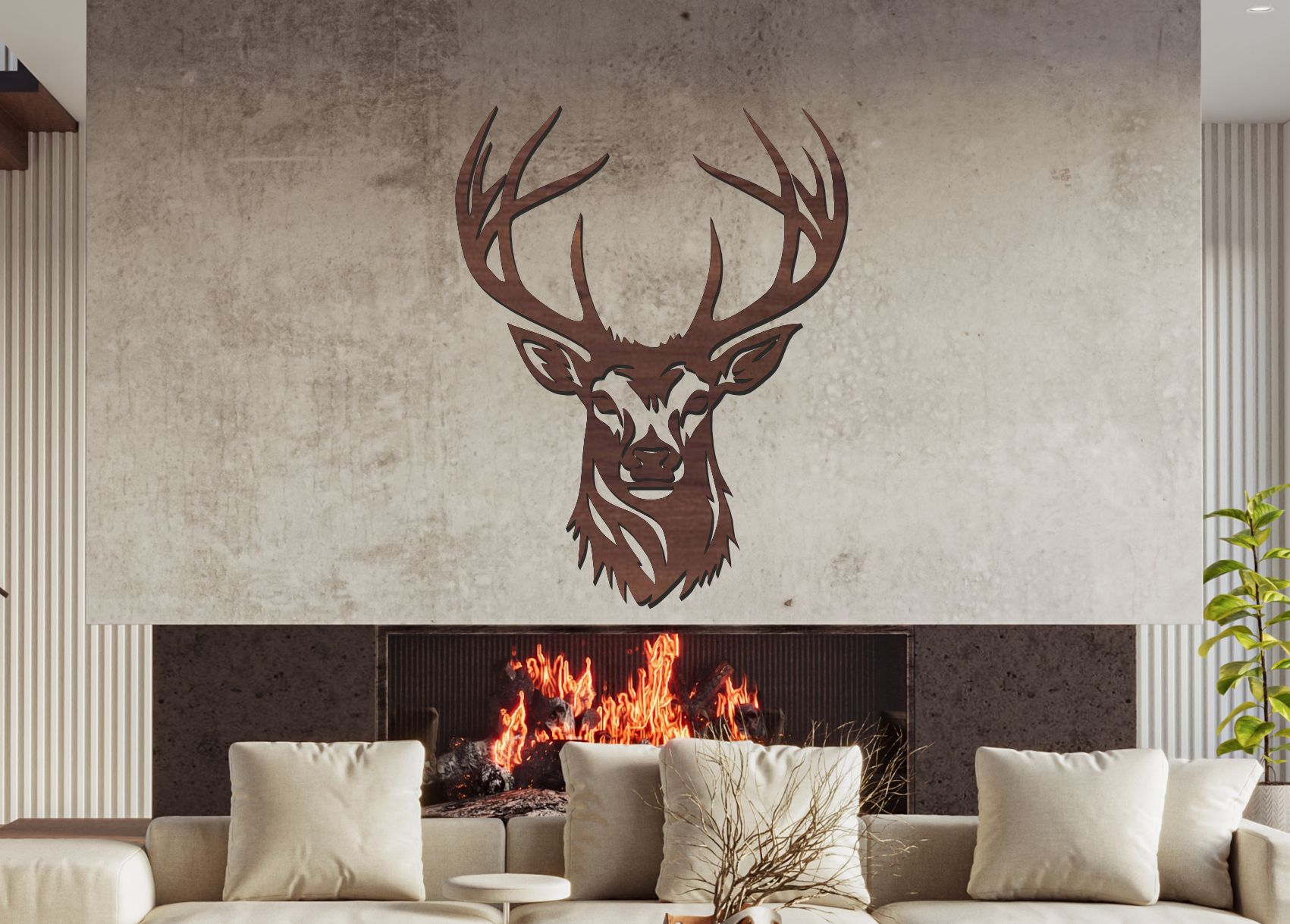 Drevený obraz – Hlava jeleňa