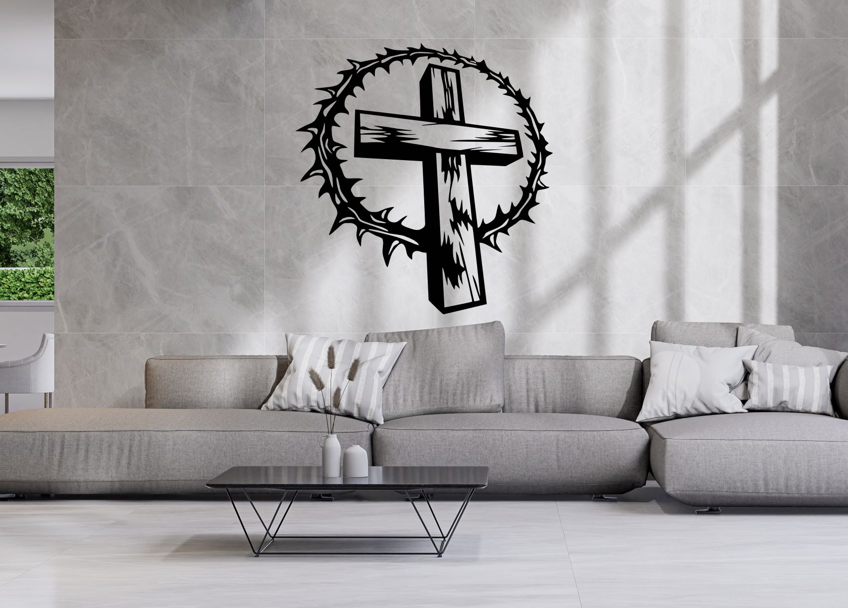 Drevený obraz na stenu – Kríž s tŕňovou korunou