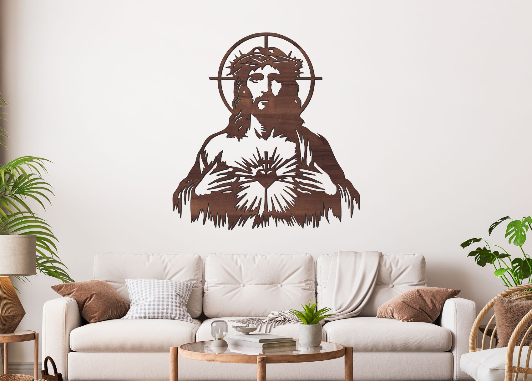 Drevený obraz na stenu – Ježiš Kristus so Srdcom