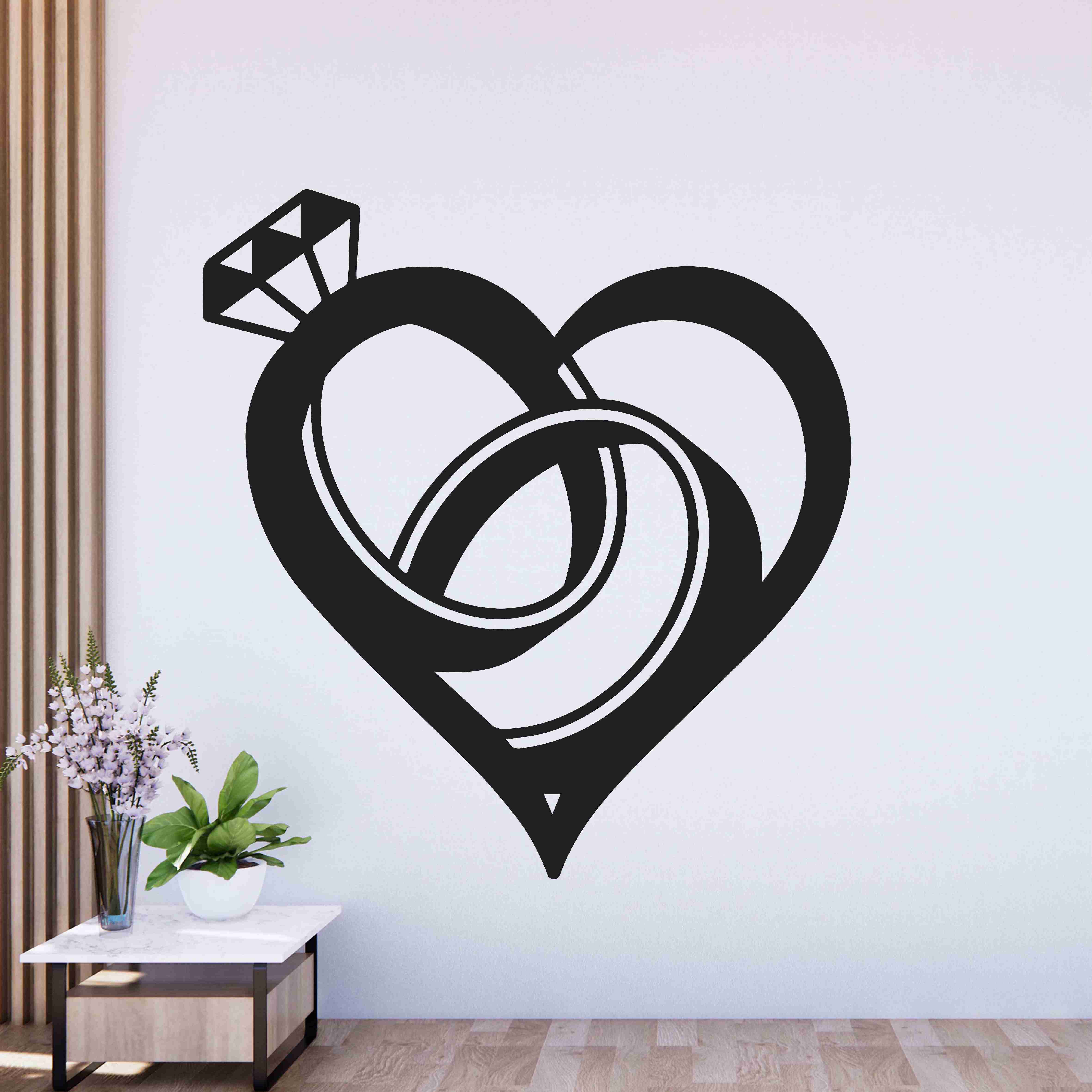 Svadobný obraz na stenu s obrúčkami