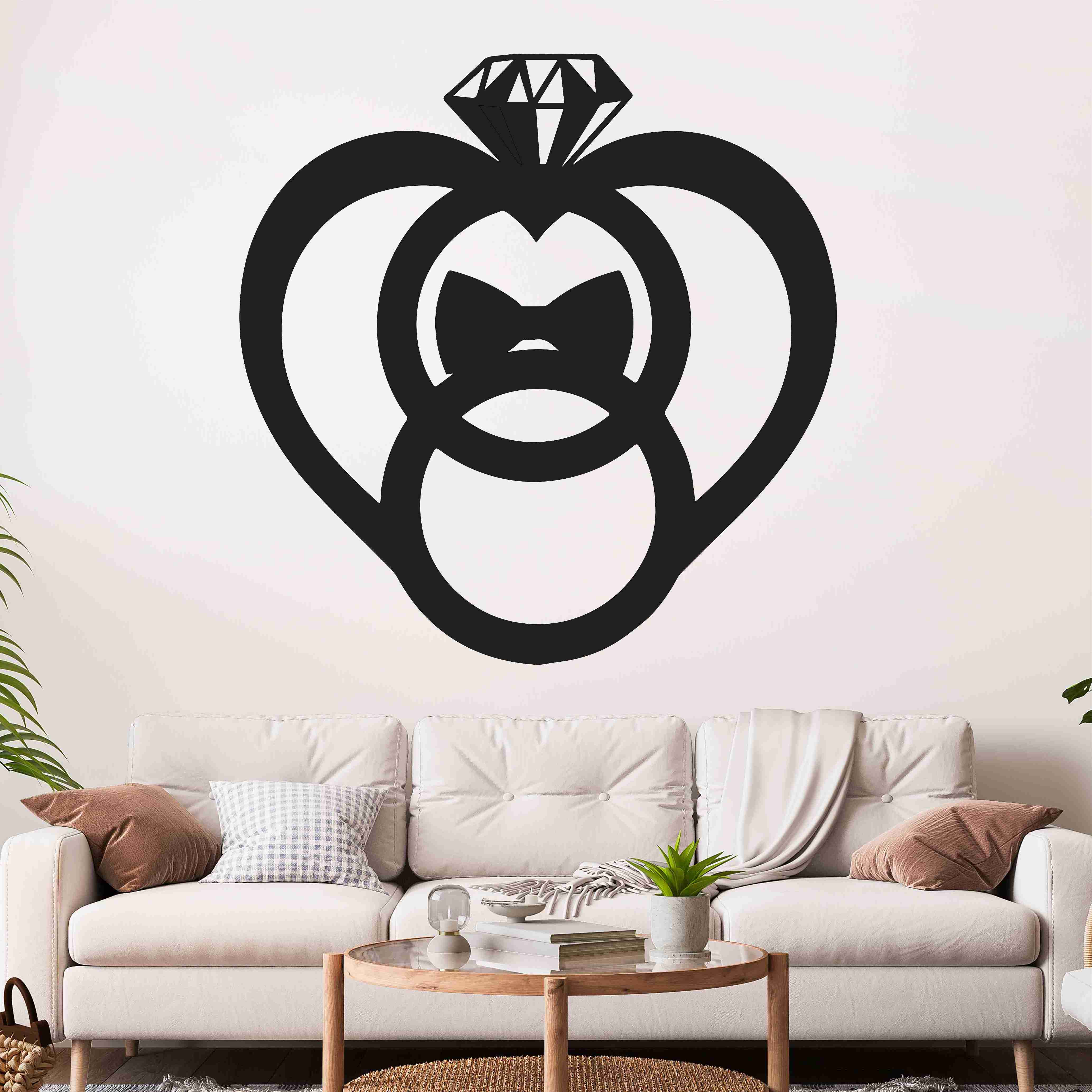 Svadobný obraz na stenu s obrúčkami