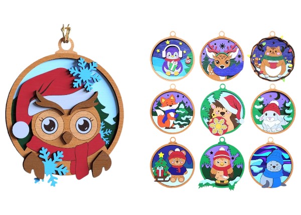 Drevené vianočné ozdoby na vymaľovanie – Zimné zvieratká