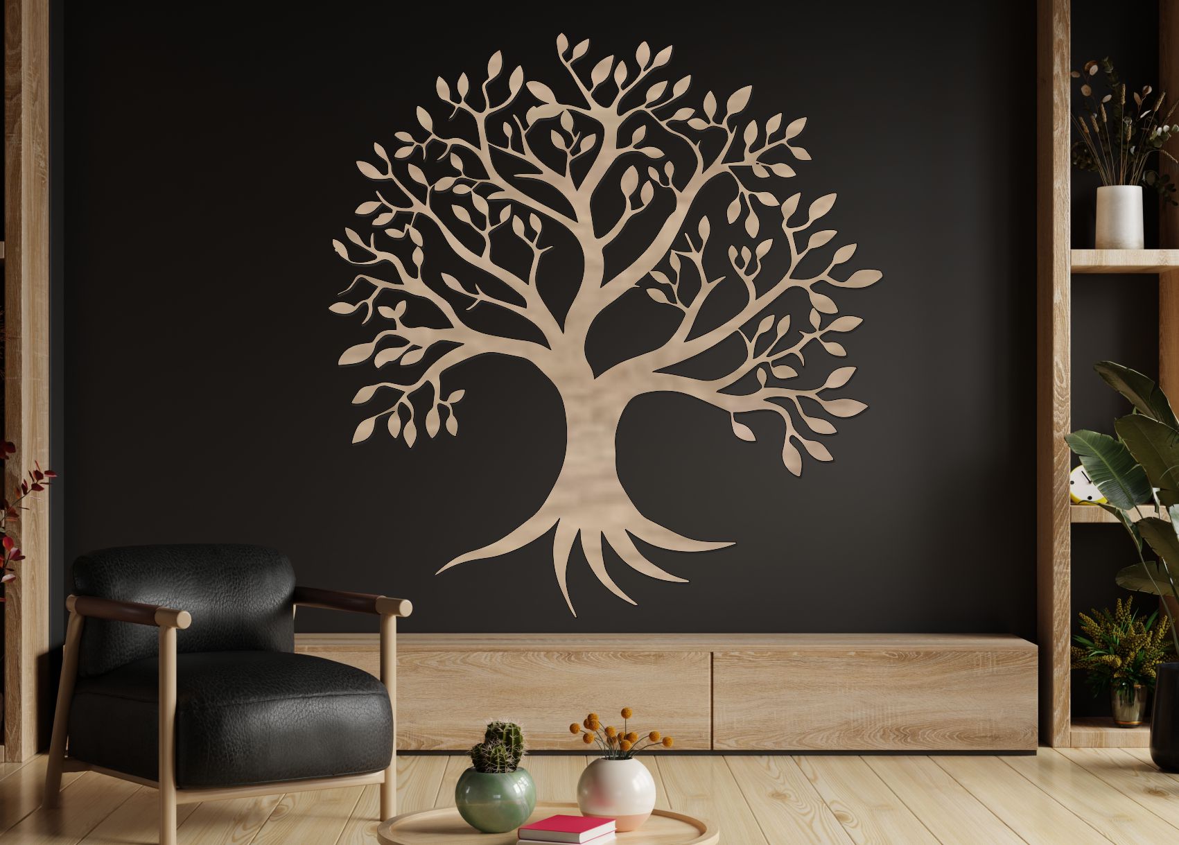 Drevený strom života na stenu – Sila koreňov