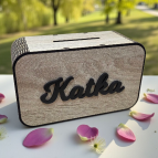 Drevená 3D pokladnička s menom alebo nápisom