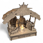 Drevený vyrezávaný betlehem – So strieškou