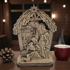 Vyrezávaná drevená Svätá rodina