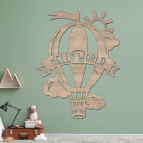 Drevený obrázok do detskej izby – Balón Hello World