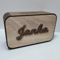Drevená 3D pokladnička s menom alebo nápisom