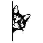 Drevený obraz – Mačka vykúkajúca spoza rohu