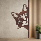 Drevený obraz – Mačka vykúkajúca spoza rohu