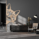 Drevený obraz – Mačka vykúkajúca spoza rohu