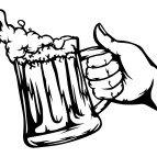 Pivný pohár v ruke – Drevený obraz na stenu