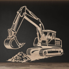 Drevený obraz na stenu – Bager pri práci