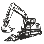 Drevený obraz na stenu – Bager pri práci