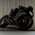 Drevený obraz na stenu – Pretekárska motorka v zákrute
