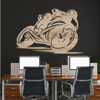 Drevený obraz na stenu – Pretekárska motorka v zákrute