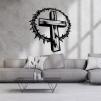 Drevený obraz na stenu – Kríž s tŕňovou korunou