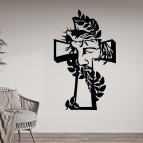 Drevený obraz na stenu – Ježiš Kristus na kríži s vencom