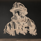 Drevený obraz – Hasič