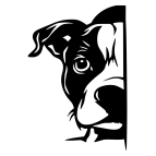 Drevený obraz – Psík vykúkajúci spoza rohu