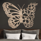 Drevený obraz – Motýľ s kvetmi