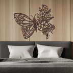 Drevený obraz – Motýľ s kvetmi