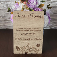 Drevená svadobná pozvánka