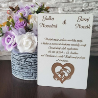 Drevená svadobná pozvánka