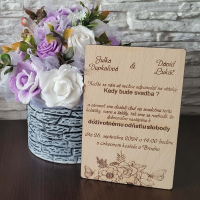 Drevená svadobná pozvánka