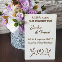 Drevená svadobná pozvánka