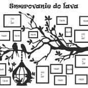 Drevený fotorámik na stenu – Rodinný strom so vtáčikmi