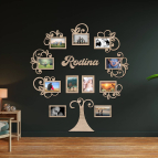 Drevený fotorámik na stenu – Rodinný strom s nápisom