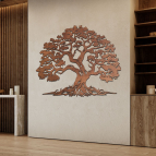 Drevený strom života Premium – ručne brúsený & morený