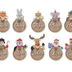Drevené vianočné ozdoby na vymaľovanie s menom – Zvieratká