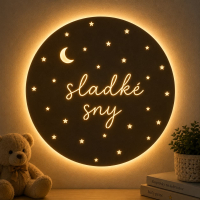 Drevená LED lampa na stenu - Vlastný text