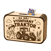 Drevená pokladnička - Na môj vysnívaný traktor