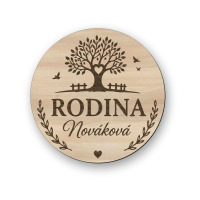 Personalizovaná drevená kruhová tabuľka - Rodina s priezviskom