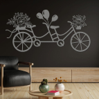 Drevený svadobný obraz – Zamilovaný bicykel s kvetmi