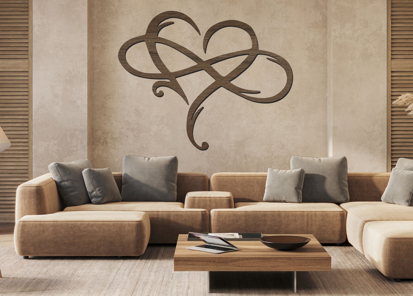 Drevený svadobný obraz – Jemné prepletené srdcia