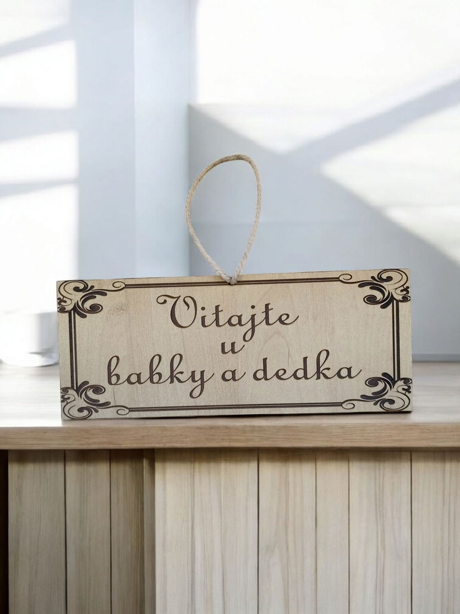 Drevená tabuľka - Vitajte u babky a dedka