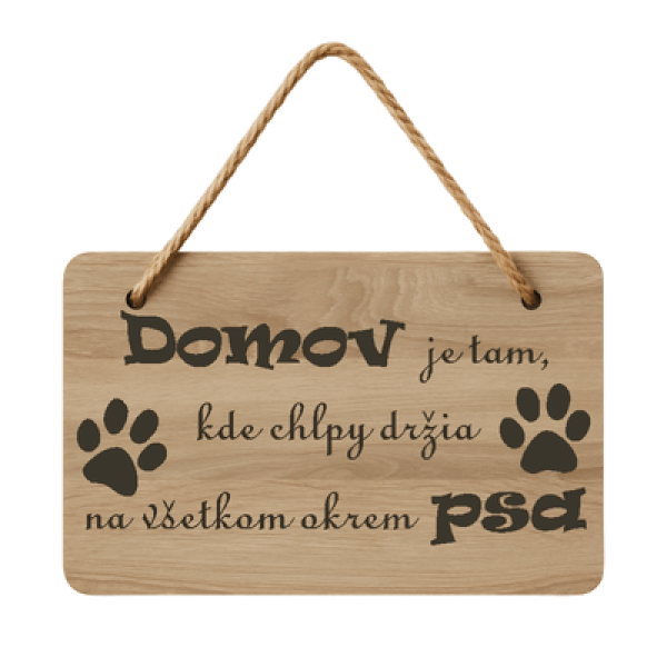 Drevená tabuľka - Domov psíky