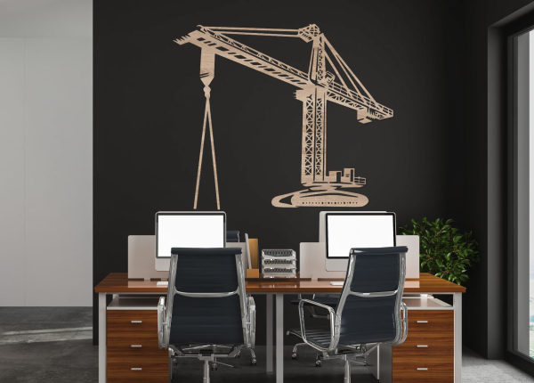 Drevený obraz na stenu – Vežový žeriav