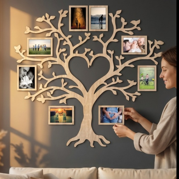 Drevený fotorámik na stenu - Strom