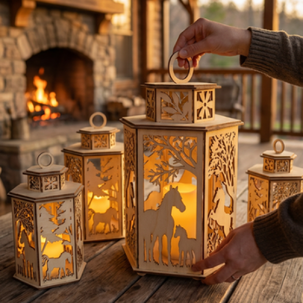 Drevený lampáš - Kone