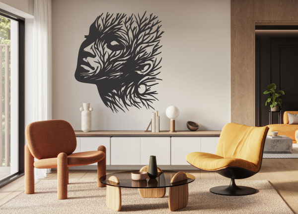 Drevený obraz na stenu – Silueta ženy v líniách